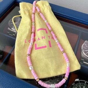 Pink and gold beaded necklace from Logan Tay